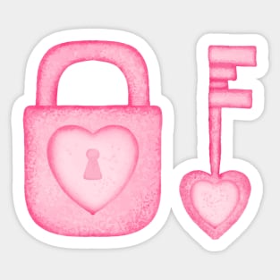 Key and Heart Padlock Sticker